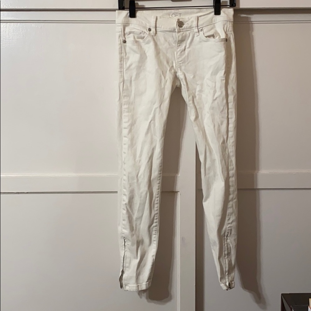 Ann Taylor Loft Skinny Ankle White Jeans 24 00